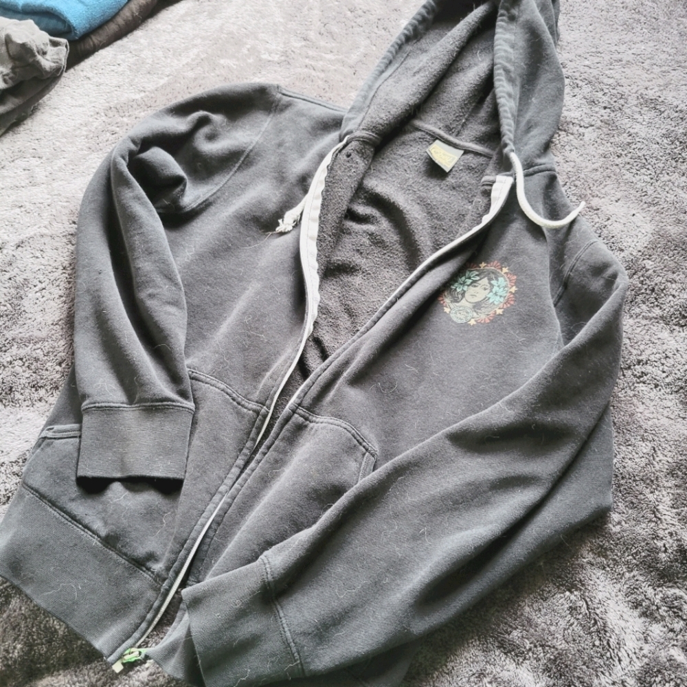 OBEY Zip Up Hoodie Black Graphic Sweatshirt